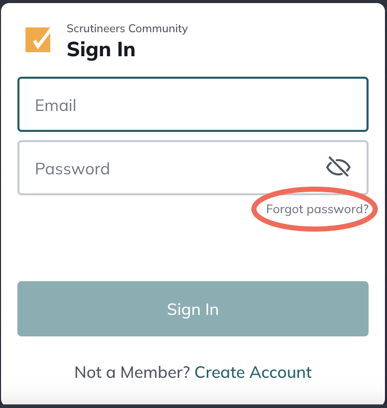 Screen shot of the sign-in form, with the "forgot password?" link just below the password field circled. 